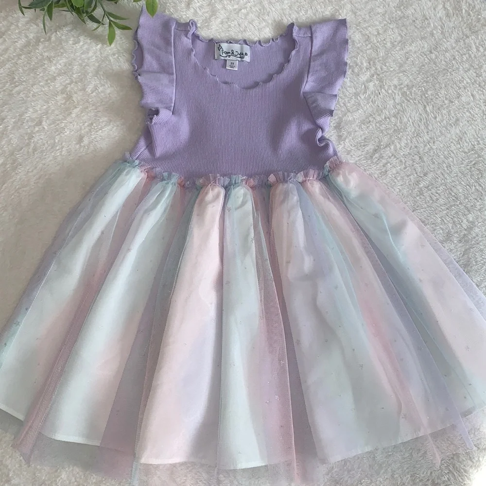 Pippa & Julie Lavender Dress 2T Tulle Bottom EUC - Picture 11 of 12